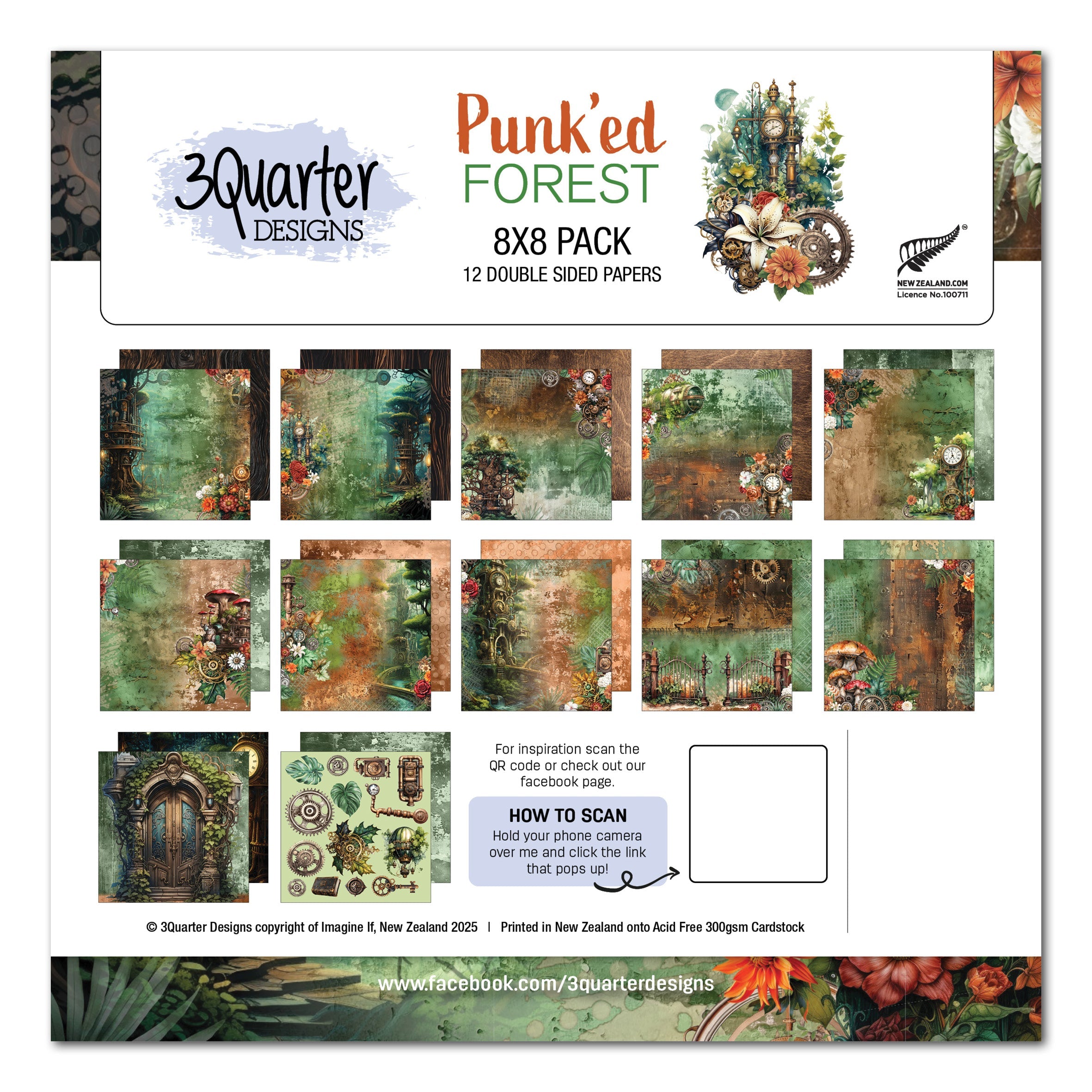 3Quarter Designs Punk'ed Forest 8x8 Paper Pack