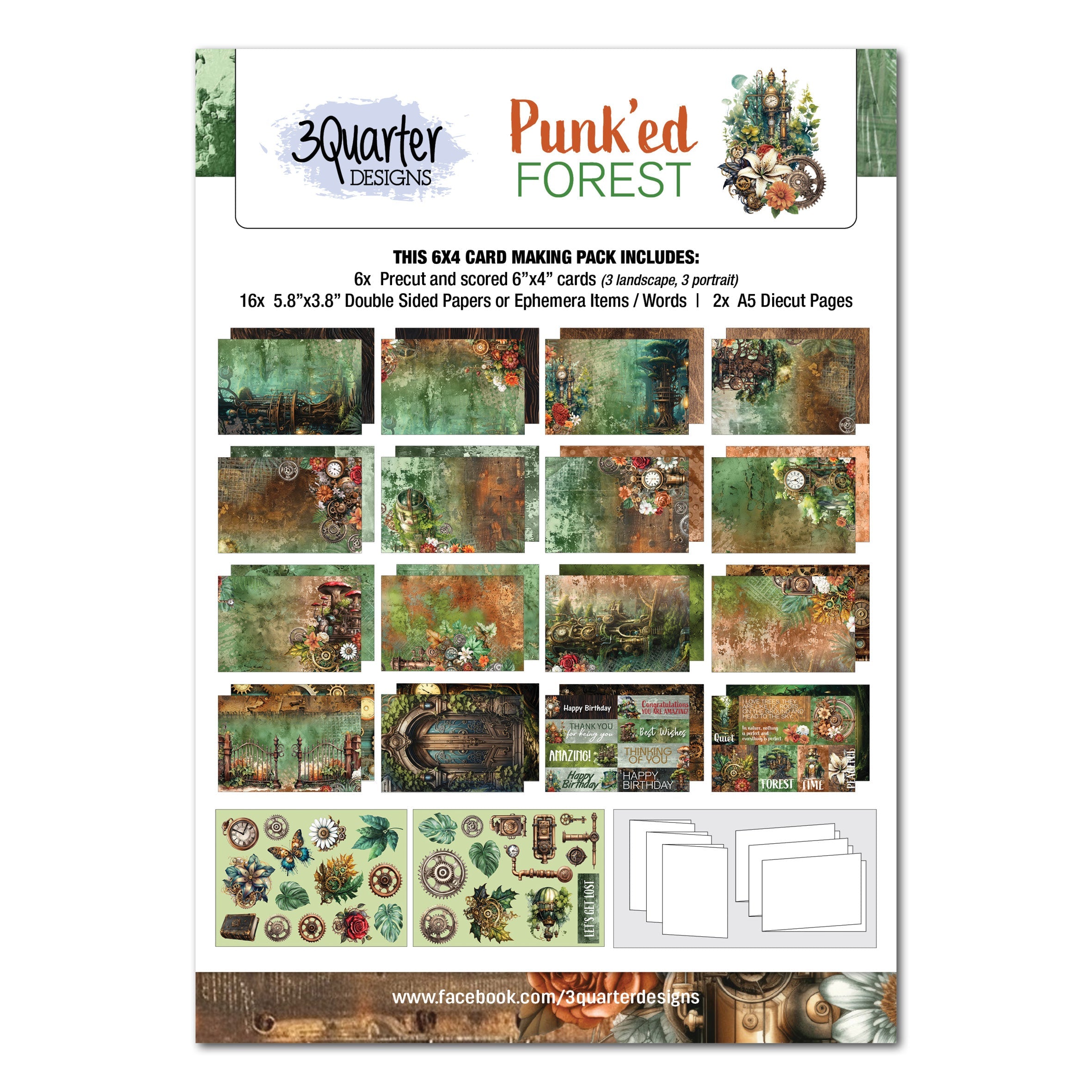 3Quarter Designs Punk'ed Forest 6x4 Card Pack