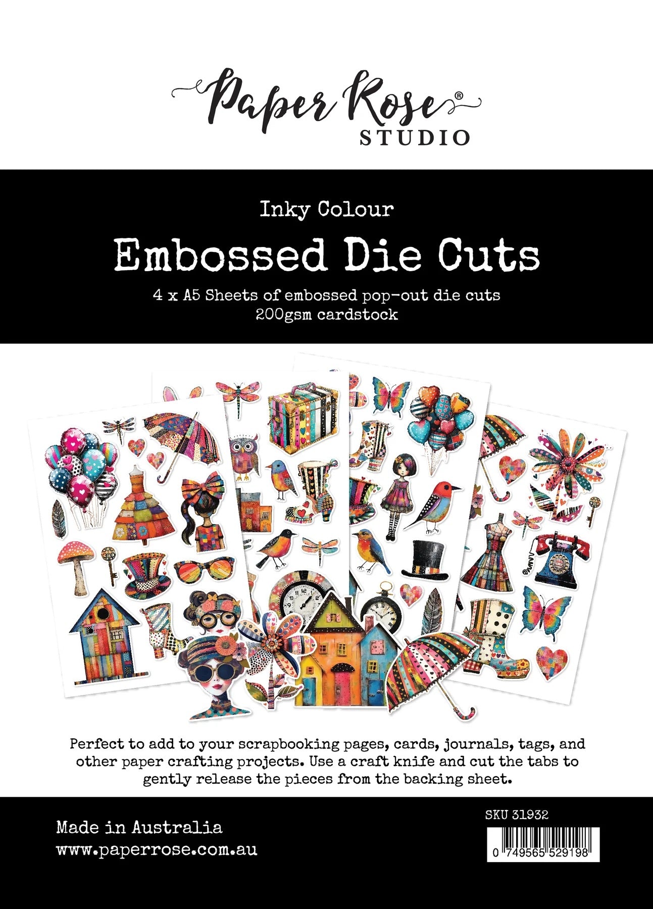 Inky Colour Embossed Die Cuts 31932