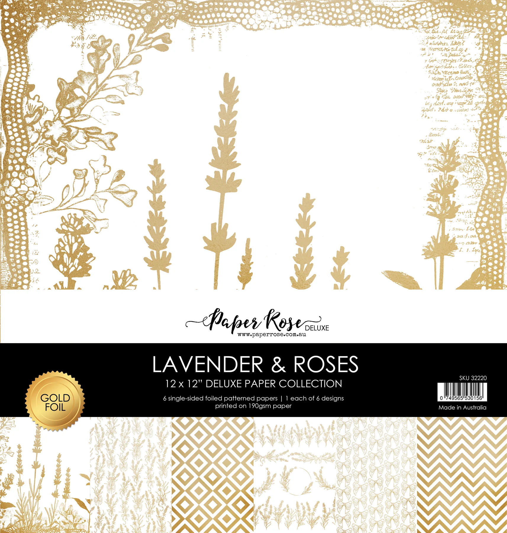 Lavender & Roses - Gold Foil 12x12 Paper Collection 32220