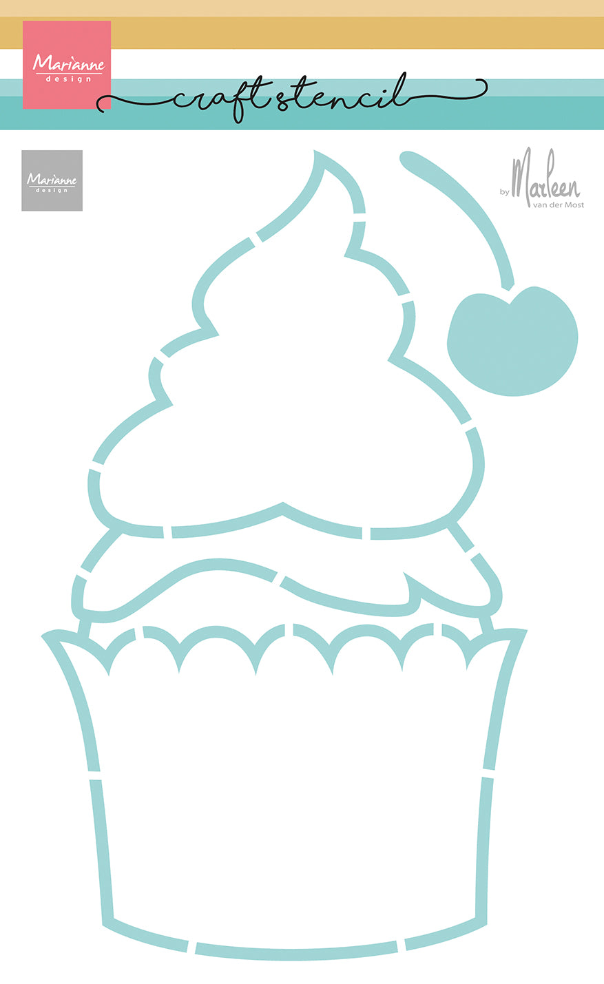 Marianne Design Craft Stencil - Cup Cake By Marleen