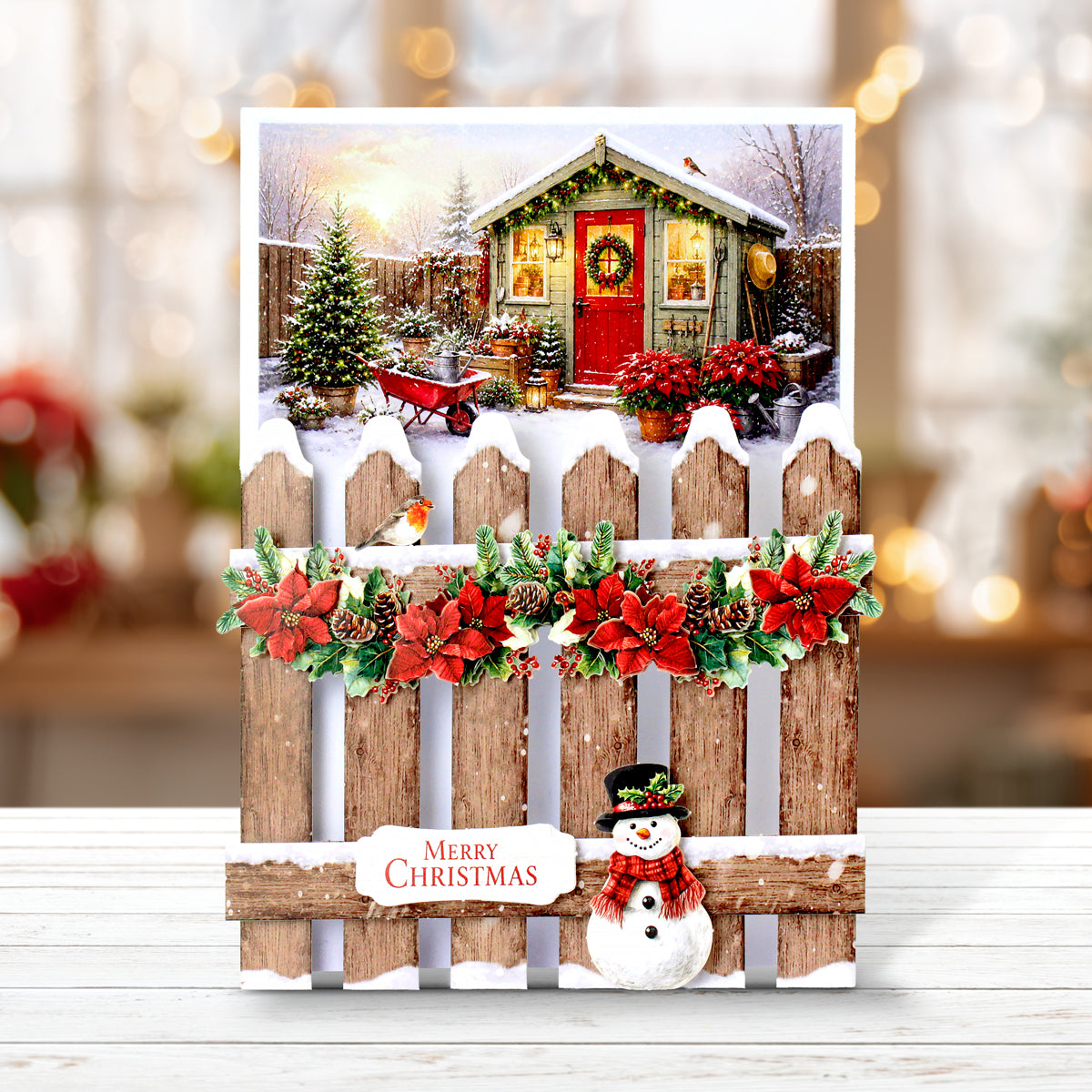 Poinsettia Garden Picket Fence, Card Making Kit