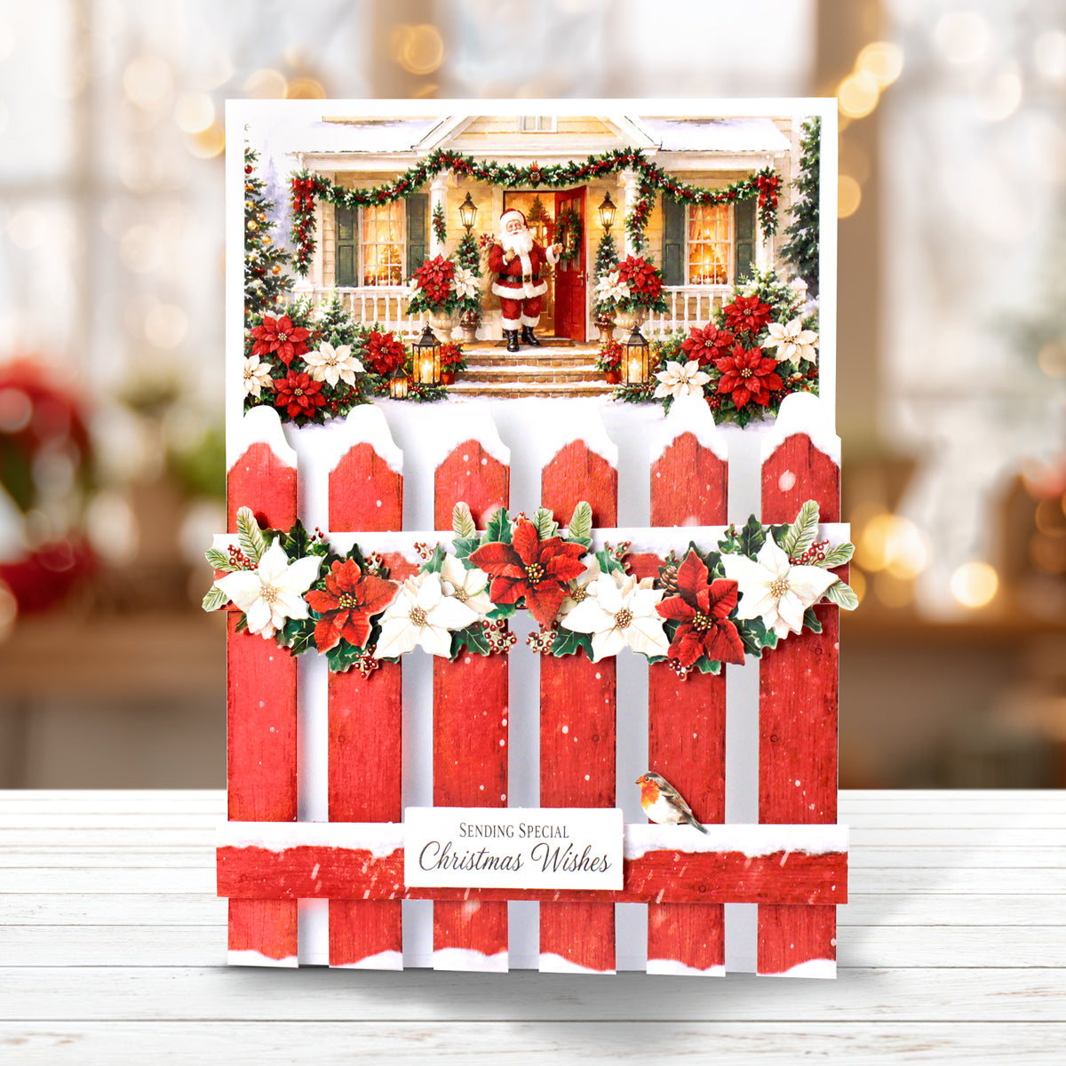 Poinsettia Garden Picket Fence, Card Making Kit
