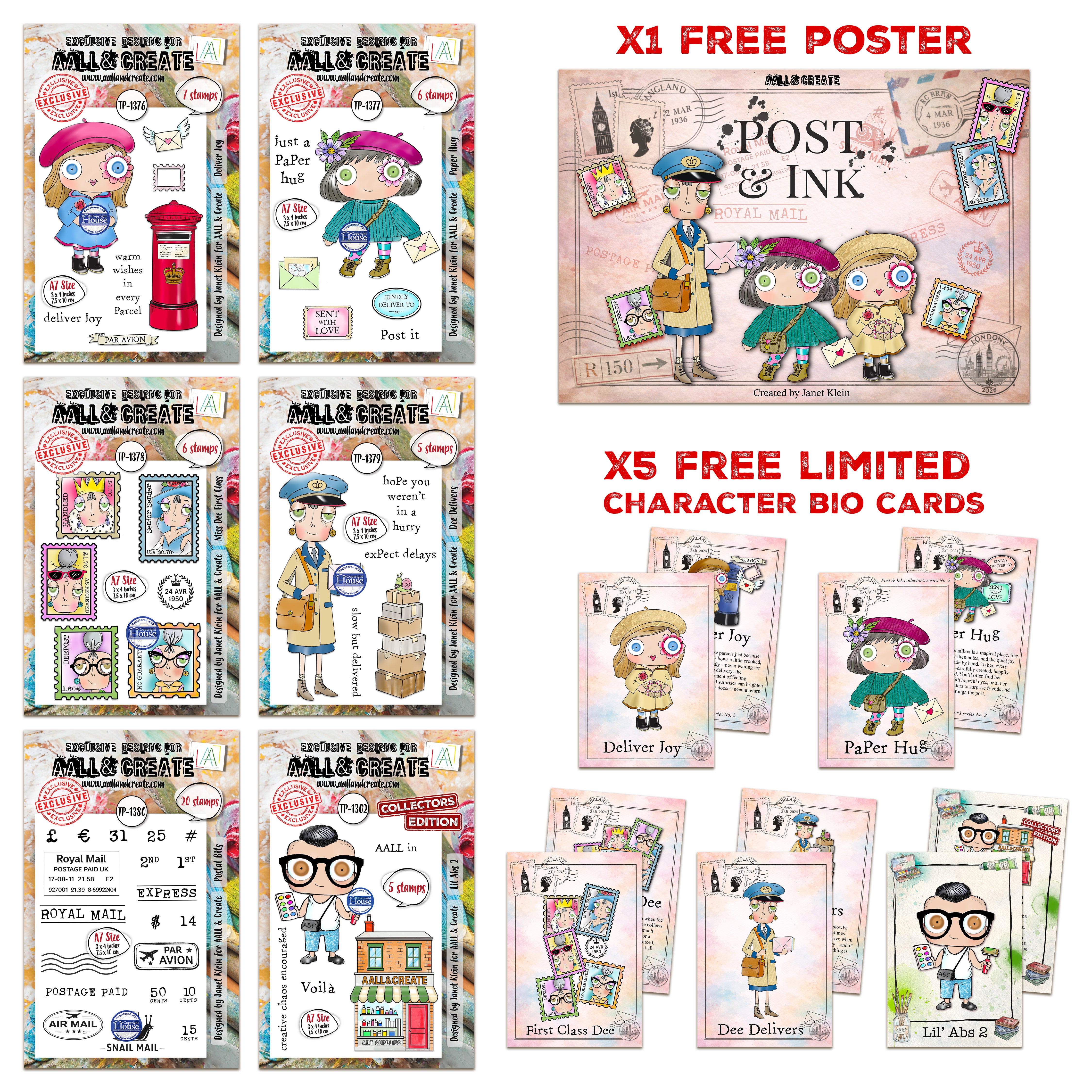 AALL and Create - Janet Klein Post & Ink Stamp Bundle