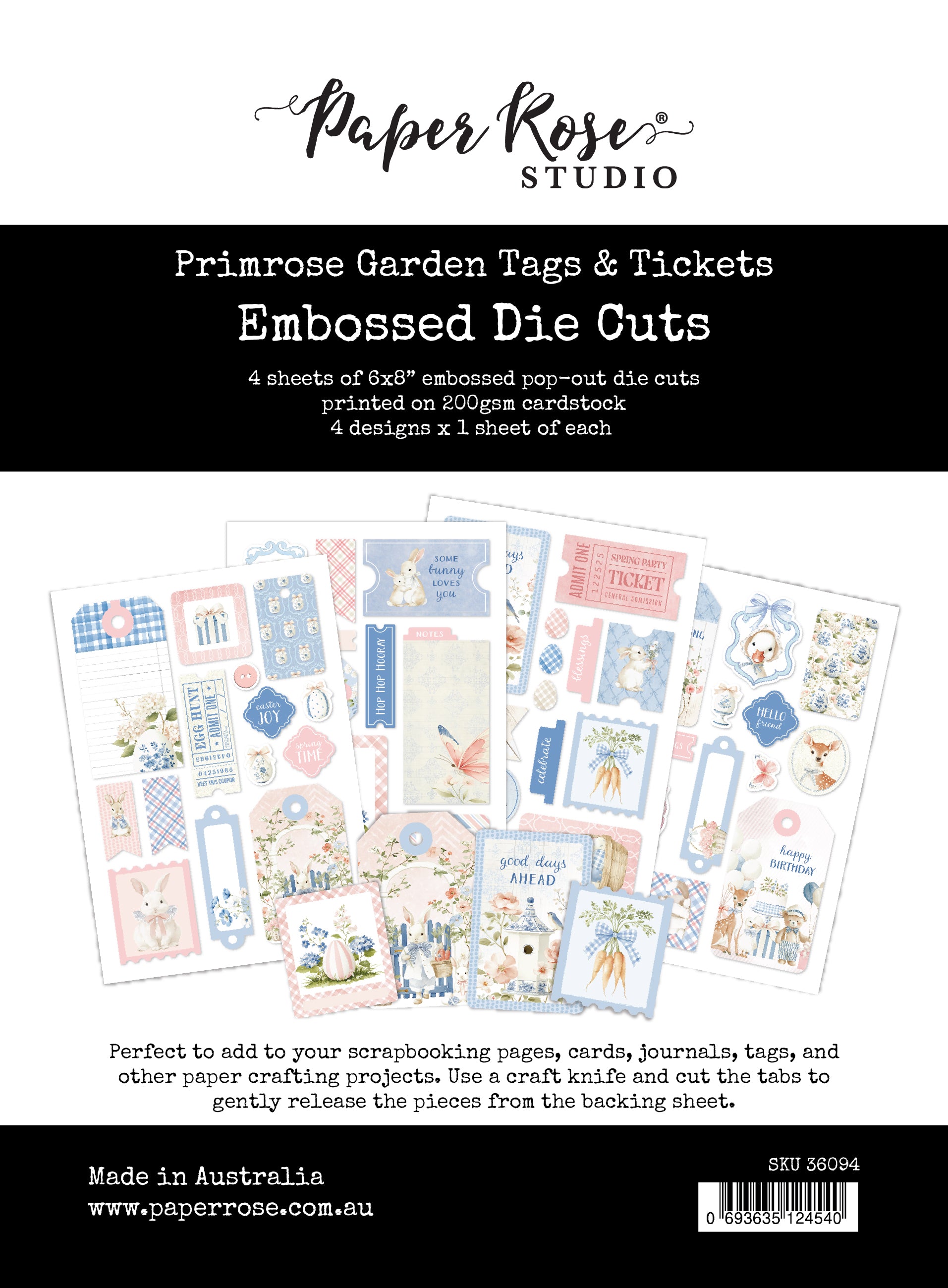 Primrose Garden Easter 6x8" Tags & Tickets Embossed Die Cuts 36094