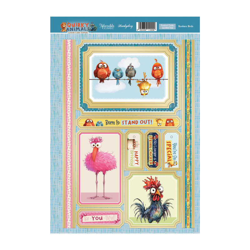 Bonkers Birds Luxury Card Topper Sheet