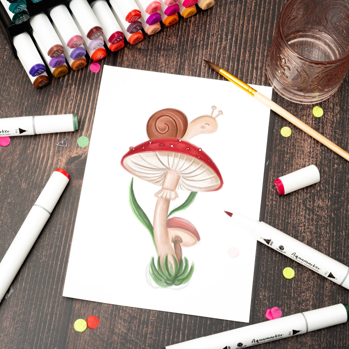 Decotime Aqua Twin Markers - Crimson Tides Tones - Brush & Fine Tip - incl. Decotray - 10 Pieces