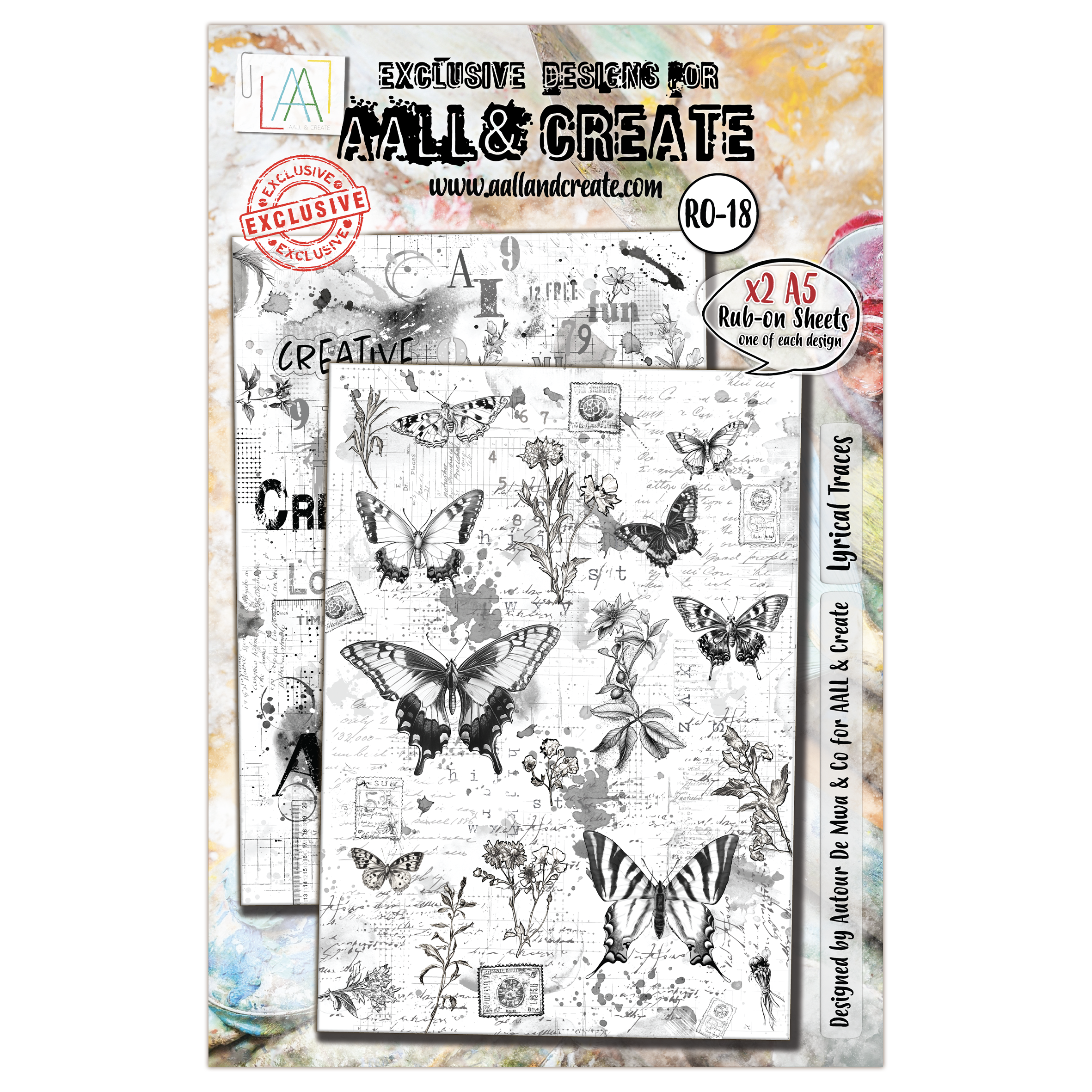 AALL and Create - A5 Rub-Ons - Lyrical Traces