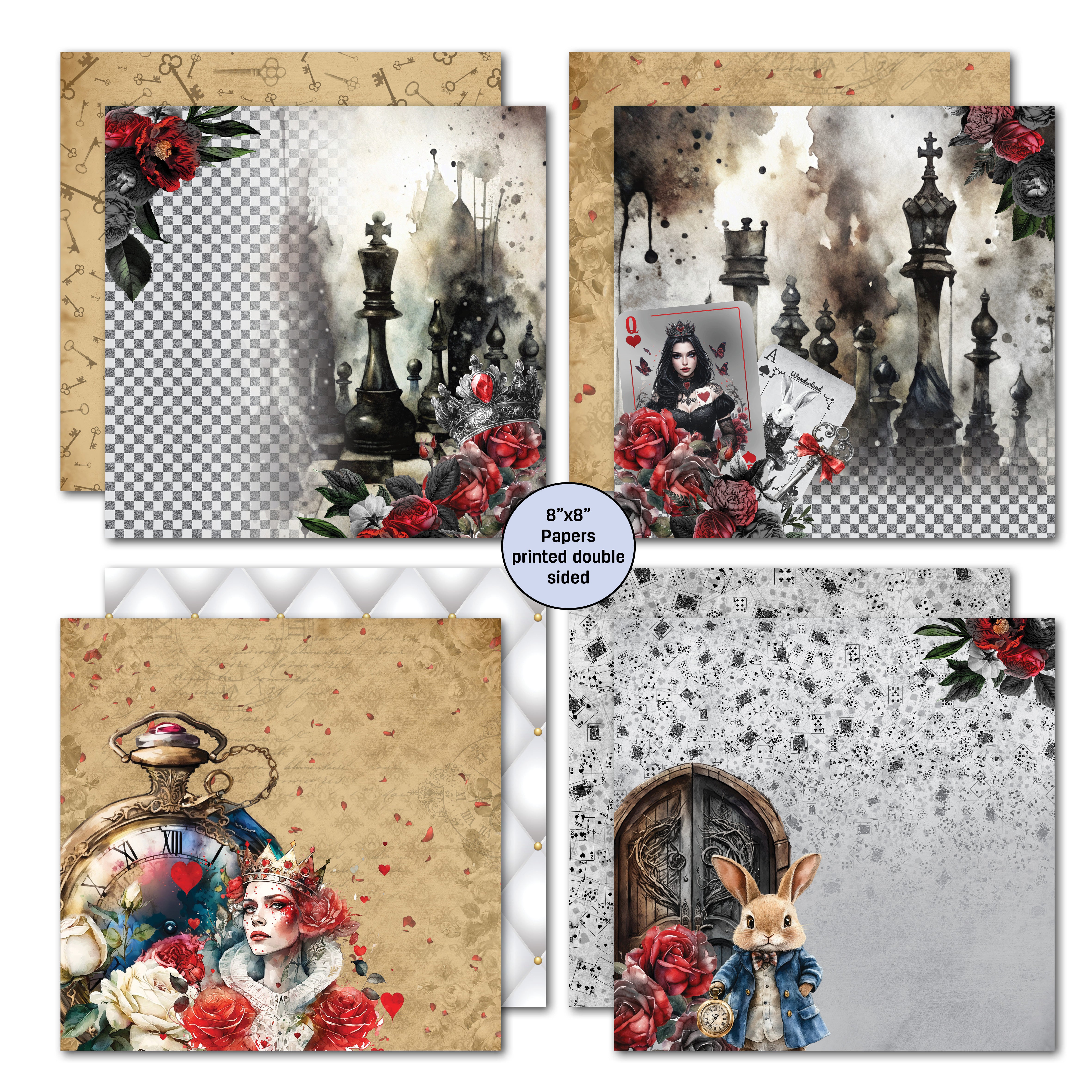 3Quarter Designs Red Queen 8x8 Paper Pack & Diecuts Set