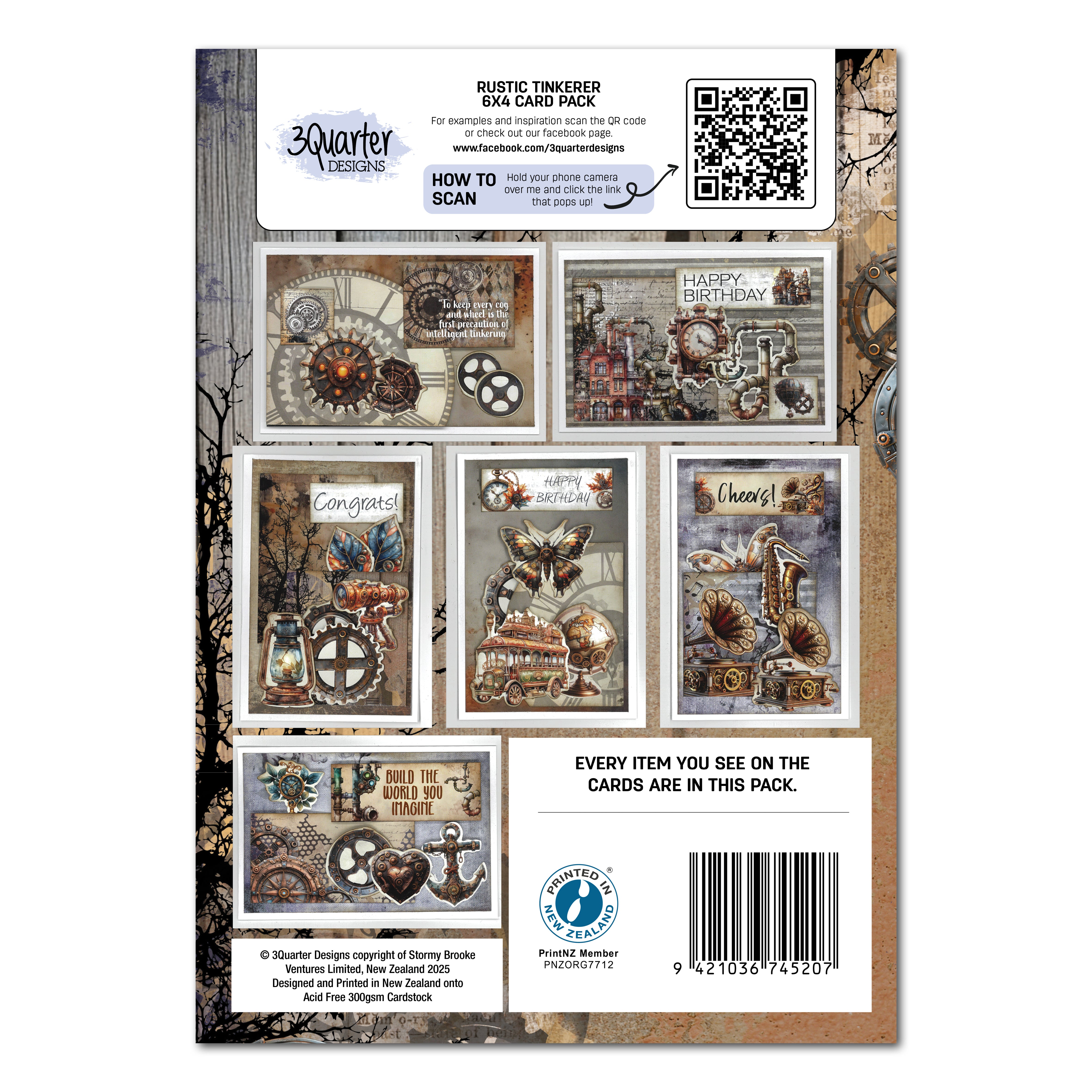 3Quarter Designs Rustic Tinkerer 6x4 Card Pack
