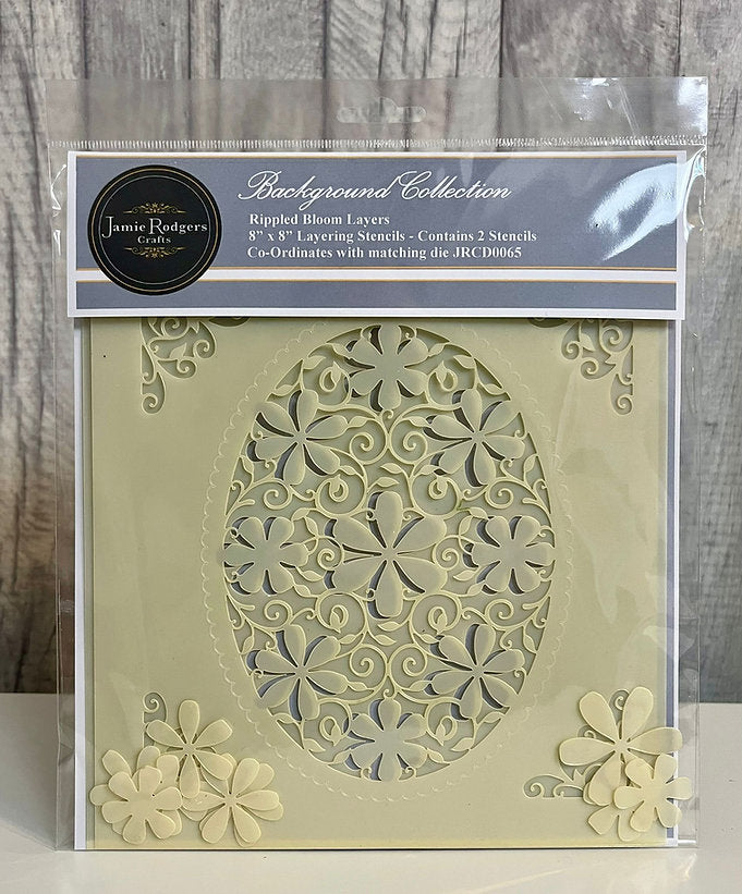 Jamie Rodgers Crafts - Rippled Bloom Layers - 8 x 8 - 2pc Stencil Set