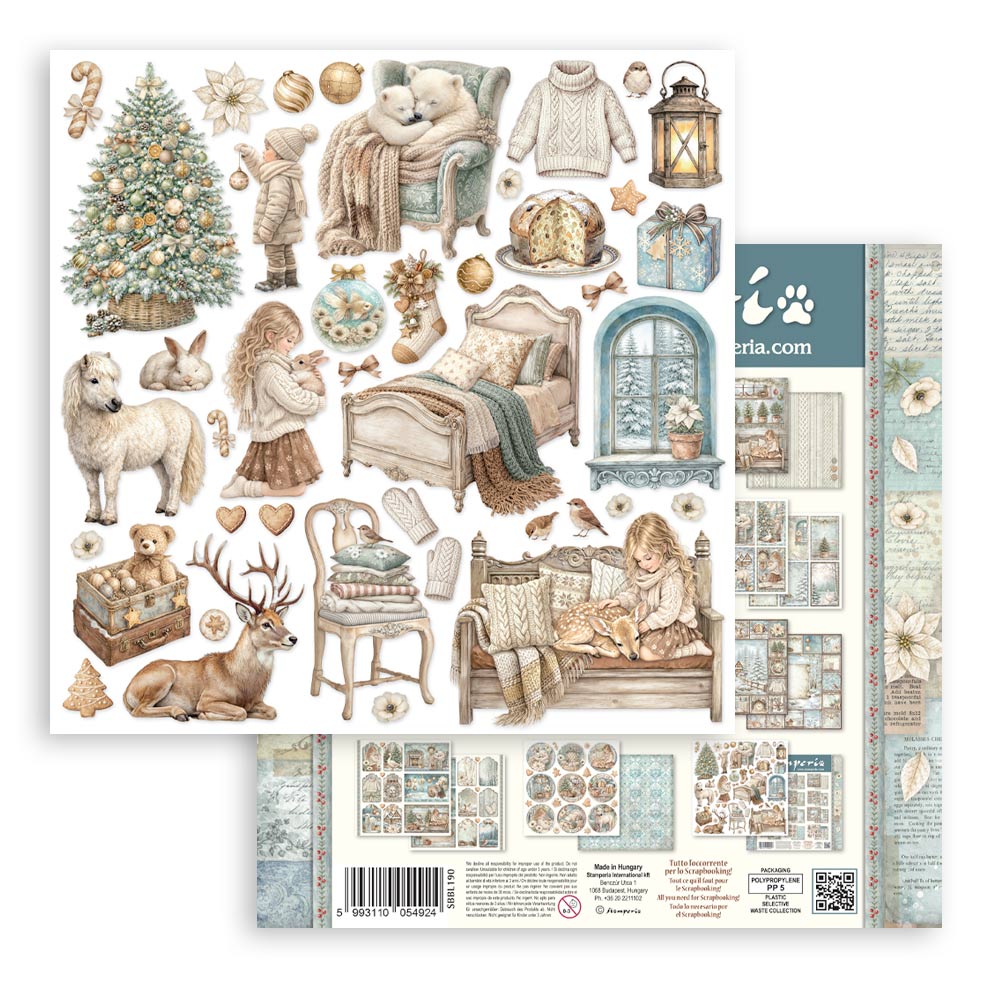 Scrapbooking Printed Pad For Art And Craft 10 Sheets cm 30.5x30.5 (12"x12") - White Christmas