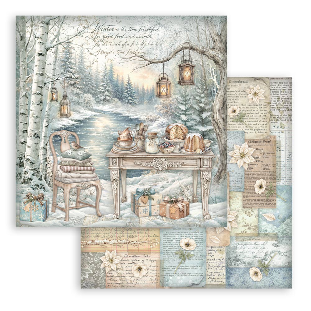 Scrapbooking Printed Pad For Art And Craft 10 Sheets cm 30.5x30.5 (12"x12") - White Christmas
