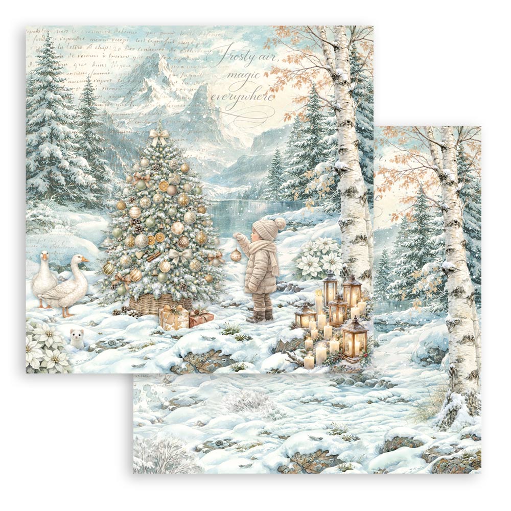 Scrapbooking Printed Pad For Art And Craft 10 Sheets cm 30.5x30.5 (12"x12") - White Christmas