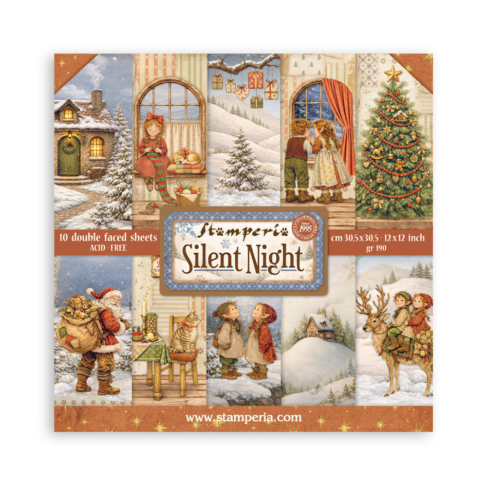 Scrapbooking Printed Pad For Art And Craft 10 Sheets cm 30.5x30.5 (12"x12") - Silent Night
