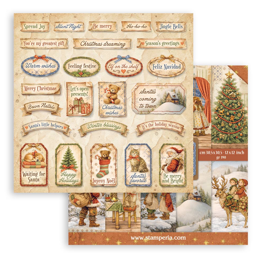 Scrapbooking Printed Pad For Art And Craft 10 Sheets cm 30.5x30.5 (12"x12") - Silent Night