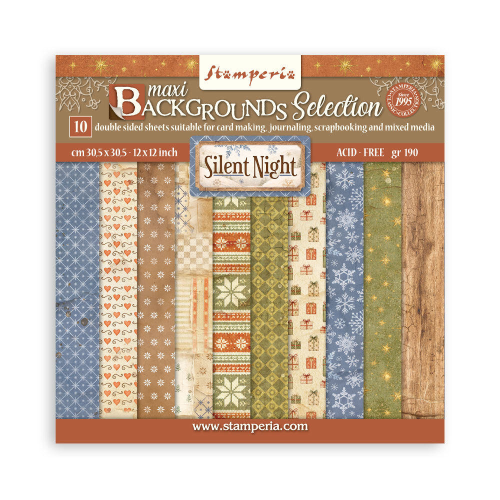 Scrapbooking Printed Pad For Art And Craft 10 Sheets cm 30.5x30.5 (12"x12") Backgrounds - Silent Night
