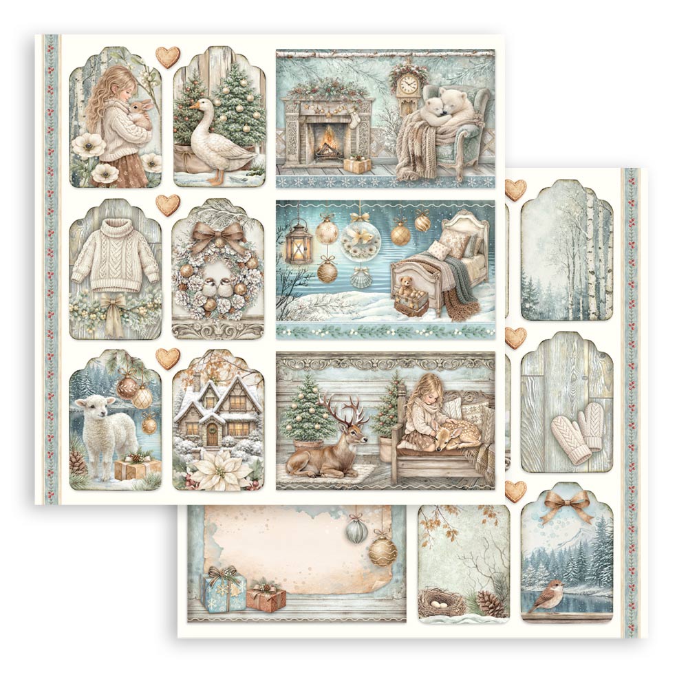 Scrapbooking Printed Pad For Art And Craft 10 Sheets cm 20.3x20.3 (8"x8") - White Christmas