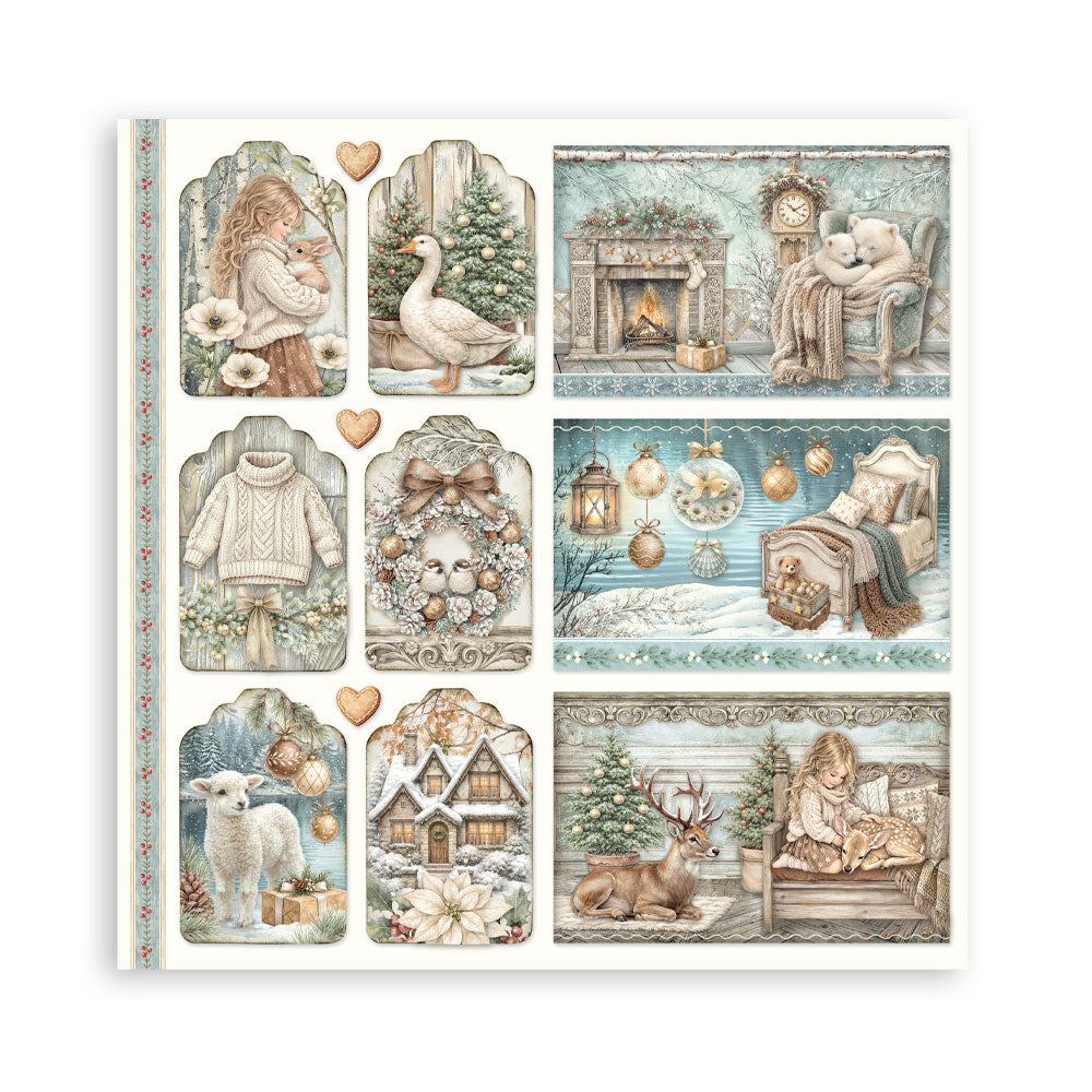 Scrapbooking Printed Pad For Art And Craft 10 Sheets cm 20.3x20.3 (8"x8") - White Christmas