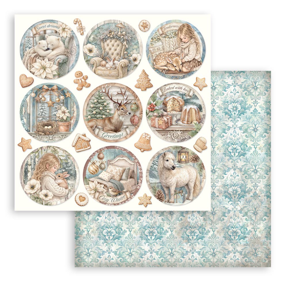 Scrapbooking Printed Pad For Art And Craft 10 Sheets cm 20.3x20.3 (8"x8") - White Christmas