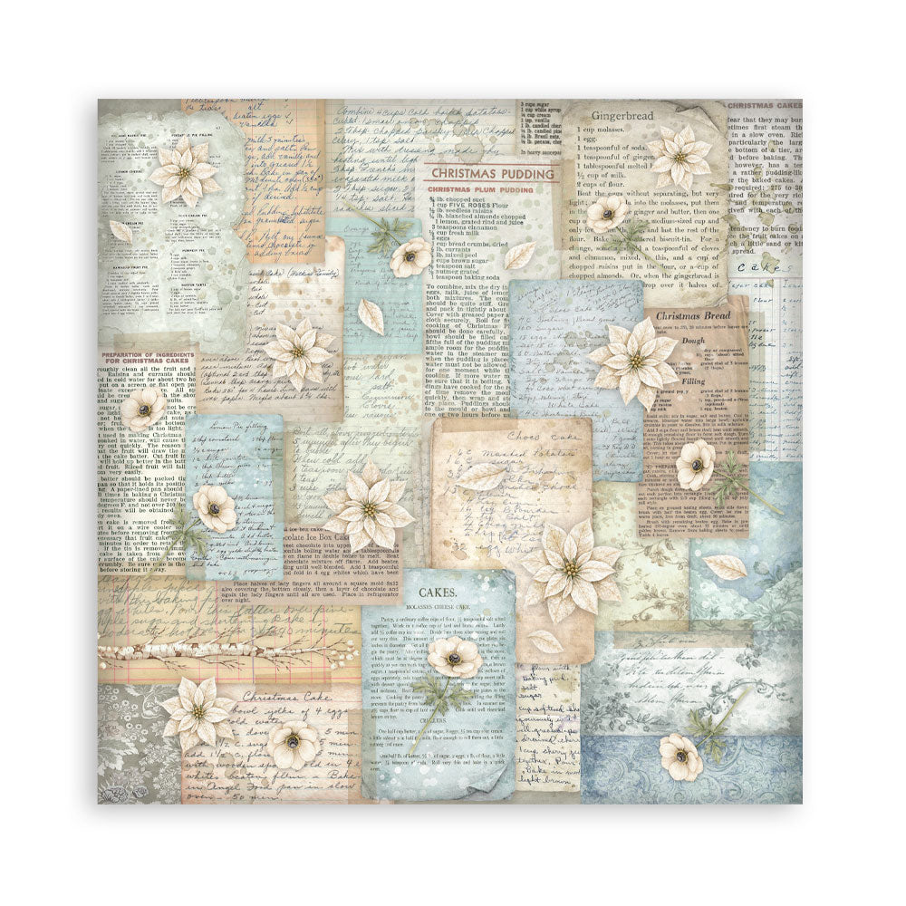 Scrapbooking Printed Pad For Art And Craft 10 Sheets cm 20.3x20.3 (8"x8") - White Christmas