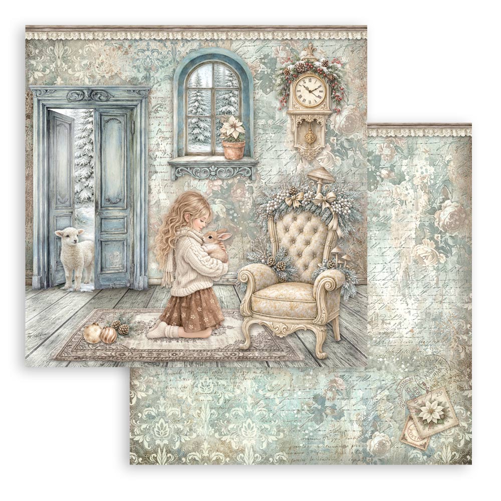 Scrapbooking Printed Pad For Art And Craft 10 Sheets cm 20.3x20.3 (8"x8") - White Christmas