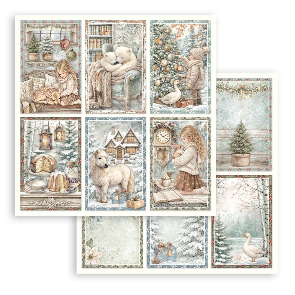 Scrapbooking Printed Pad For Art And Craft 10 Sheets cm 20.3x20.3 (8"x8") - White Christmas