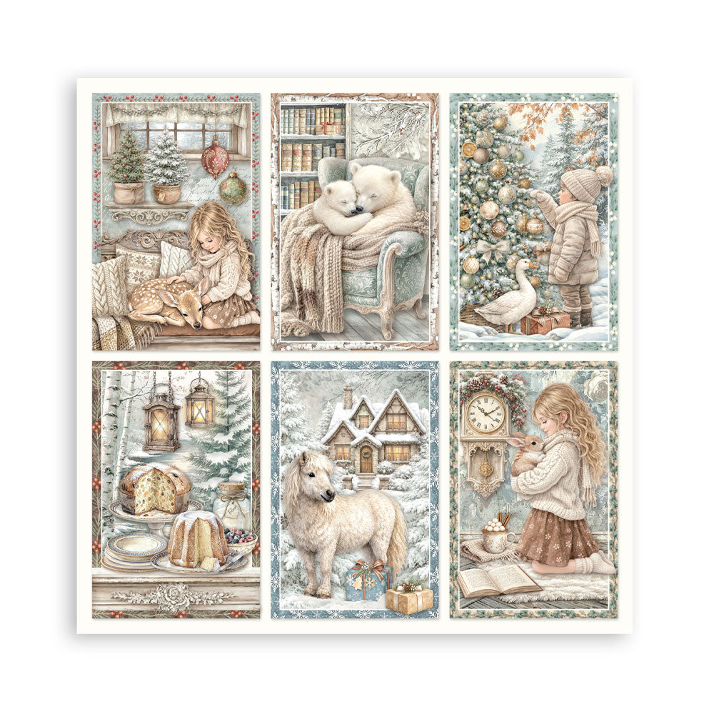 Scrapbooking Printed Pad For Art And Craft 10 Sheets cm 20.3x20.3 (8"x8") - White Christmas