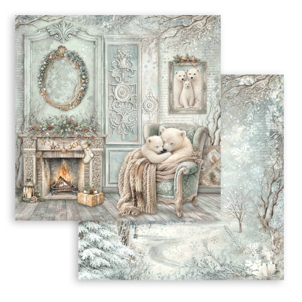 Scrapbooking Printed Pad For Art And Craft 10 Sheets cm 20.3x20.3 (8"x8") - White Christmas