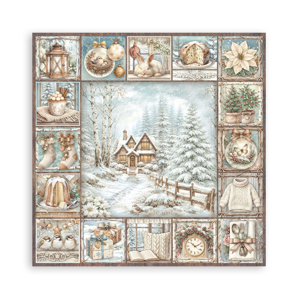 Scrapbooking Printed Pad For Art And Craft 10 Sheets cm 20.3x20.3 (8"x8") - White Christmas