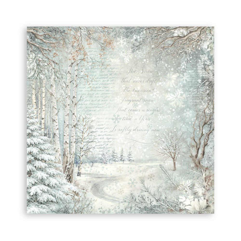 Scrapbooking Printed Pad For Art And Craft 10 Sheets cm 20.3x20.3 (8"x8") Backgrounds - White Christmas