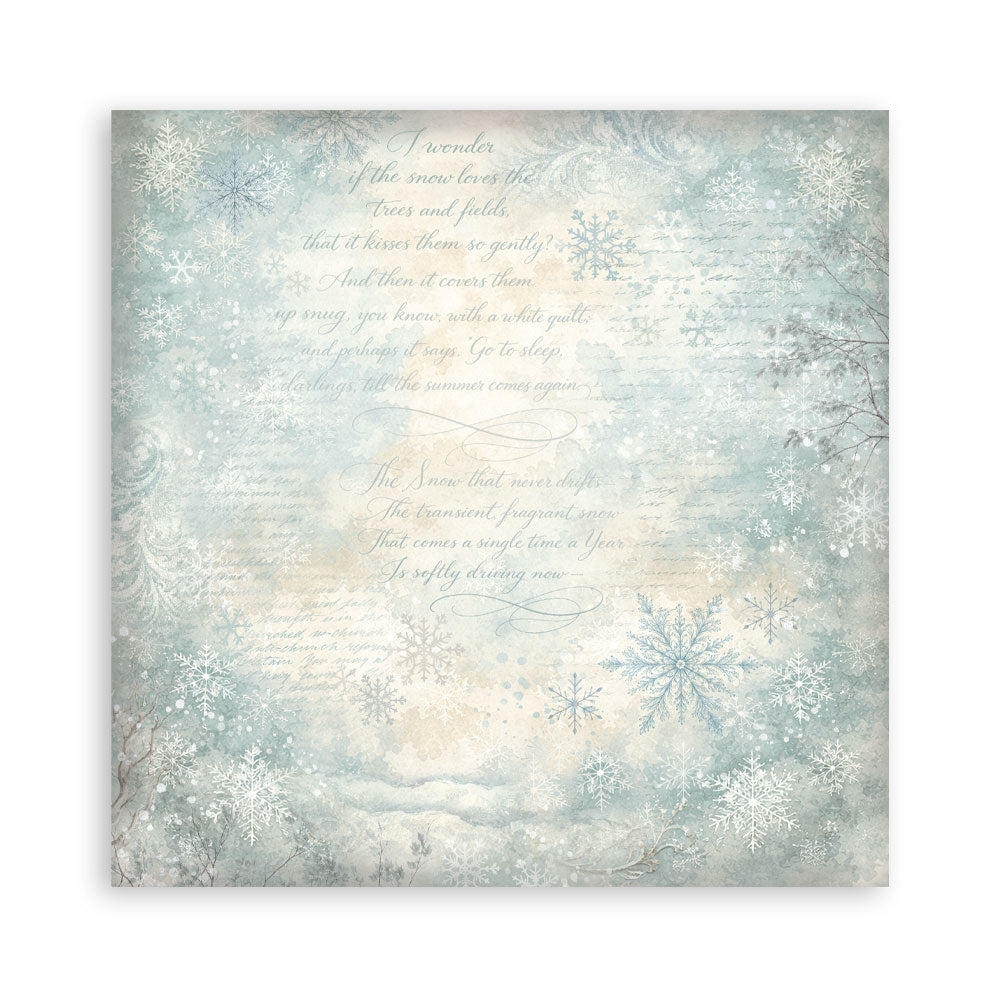 Scrapbooking Printed Pad For Art And Craft 10 Sheets cm 20.3x20.3 (8"x8") Backgrounds - White Christmas