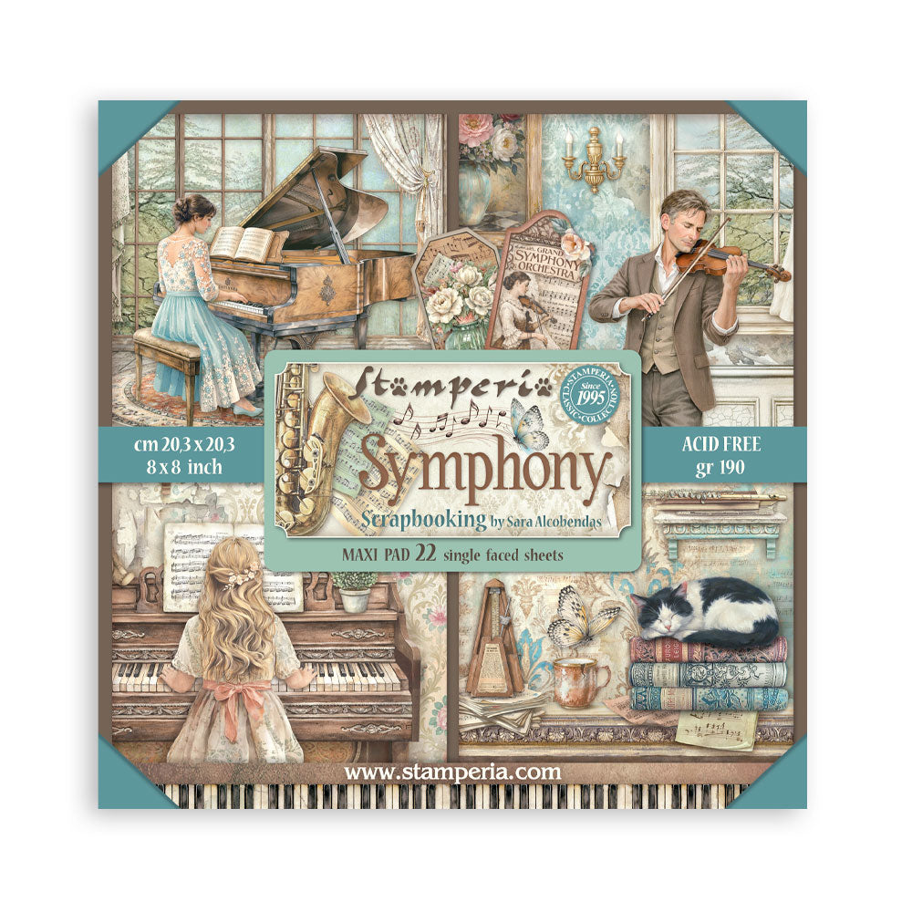 Scrapbooking Printed Pad For Art And Craft 22 Sheets cm 20.3x20.3 (8"x8") Single Face Symphony