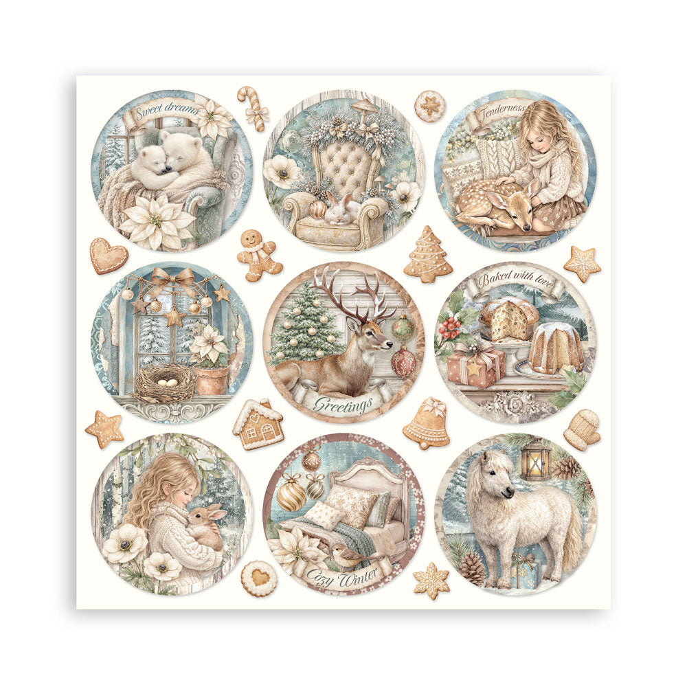 Scrapbooking Printed Pad For Art And Craft 22 Sheets cm 20.3x20.3 (8"x8") Single Face White Christmas