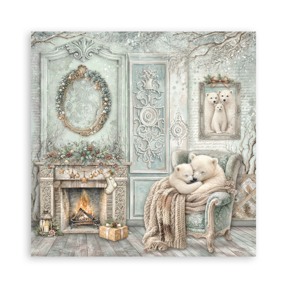 Scrapbooking Printed Pad For Art And Craft 22 Sheets cm 20.3x20.3 (8"x8") Single Face White Christmas