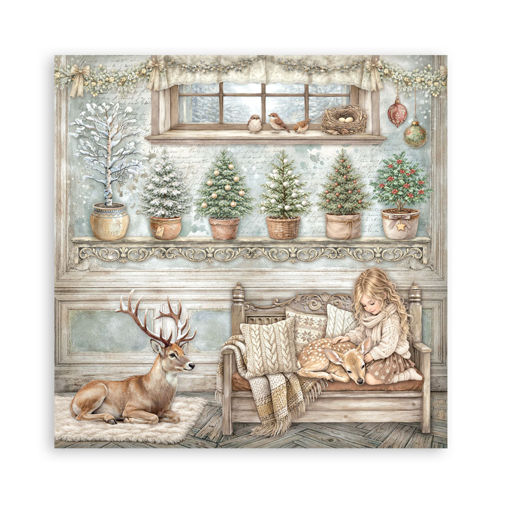 Scrapbooking Printed Pad For Art And Craft 22 Sheets cm 30.5x30.5 (12"x12") Single Face - White Christmas