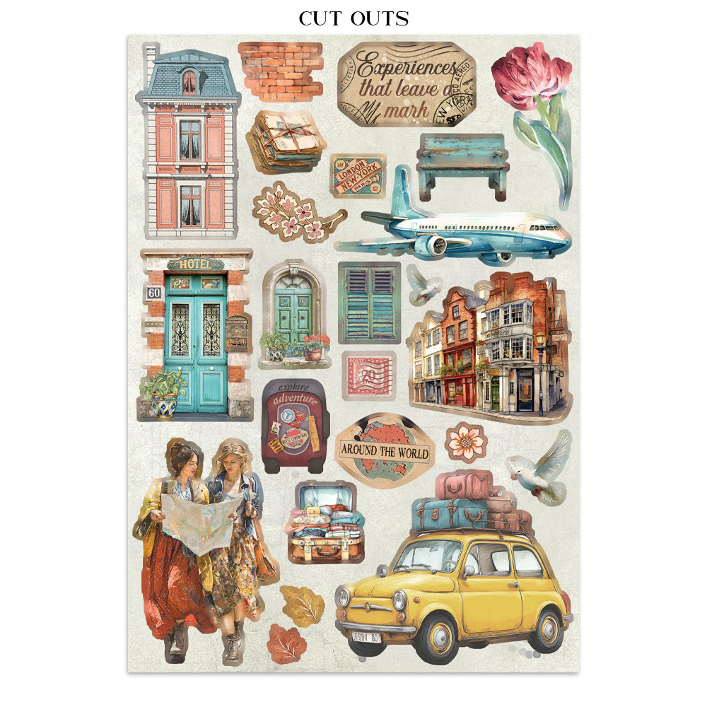 Printed Art Junk Journal: Stickers, Cut-Outs, Backgrounds For Art And Craft - Art Of Travelling