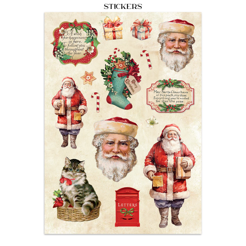 Printed Art Junk Journal: Stickers, Cut-Outs, Backgrounds For Art And Craft - Classic Christmas