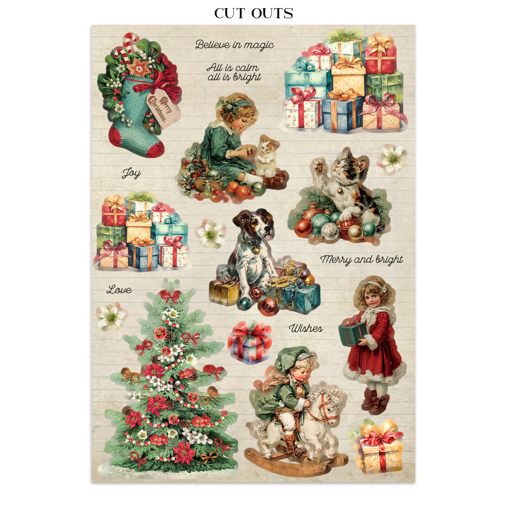 Printed Art Junk Journal: Stickers, Cut-Outs, Backgrounds For Art And Craft - Classic Christmas