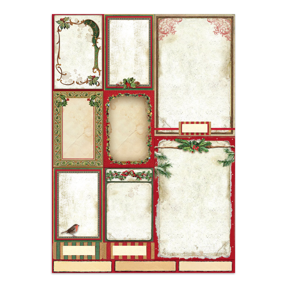 Printed Art Junk Journal: Stickers, Cut-Outs, Backgrounds For Art And Craft - Classic Christmas