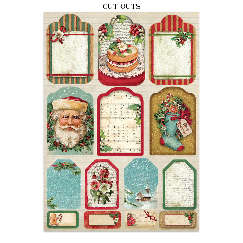 Printed Art Junk Journal: Stickers, Cut-Outs, Backgrounds For Art And Craft - Classic Christmas