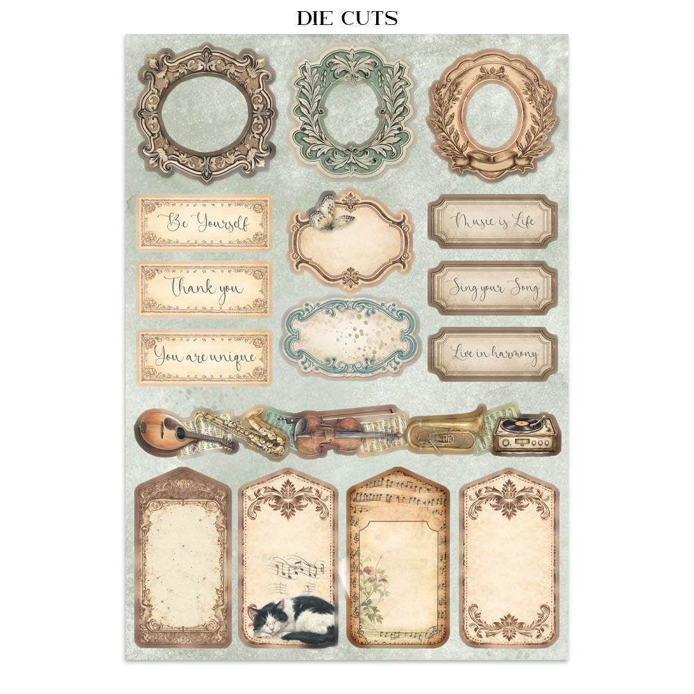 Printed Art Junk Journal: Stickers, Cut-Outs, Backgrounds For Art And Craft - Symphony