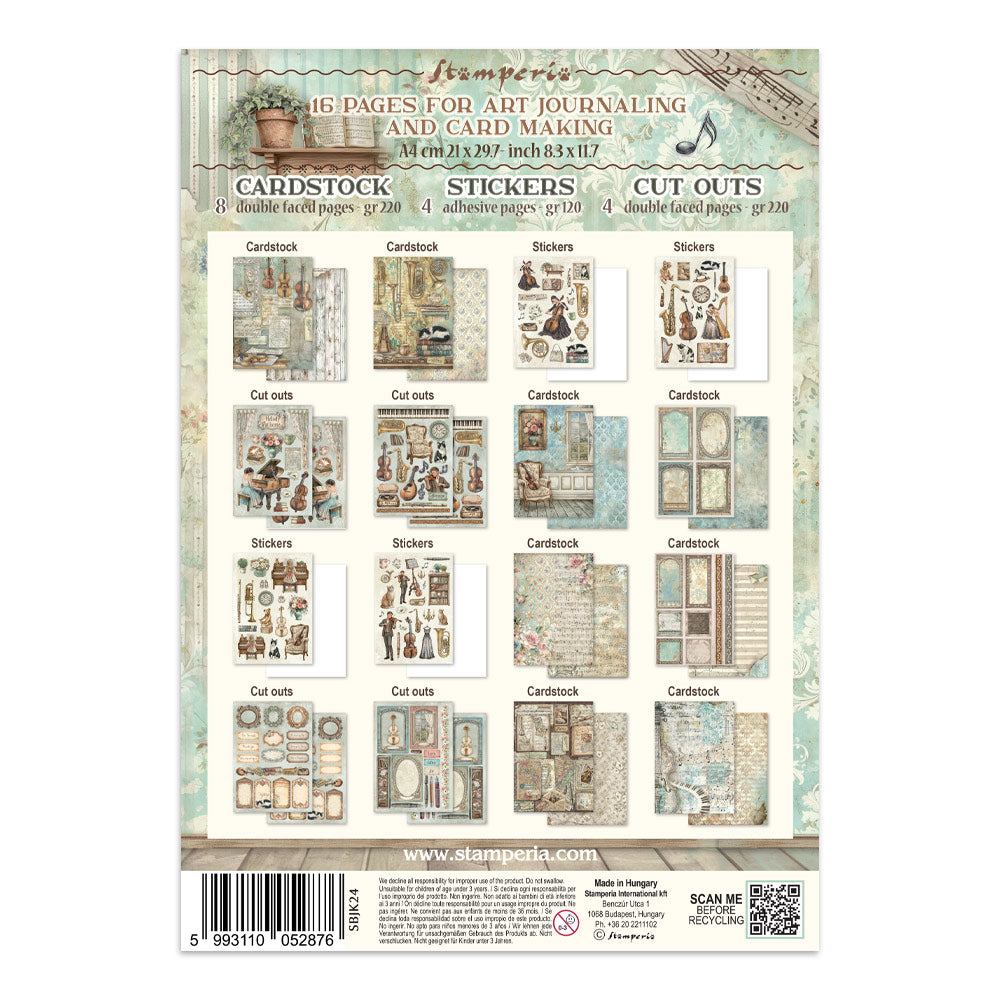 Printed Art Junk Journal: Stickers, Cut-Outs, Backgrounds For Art And Craft - Symphony