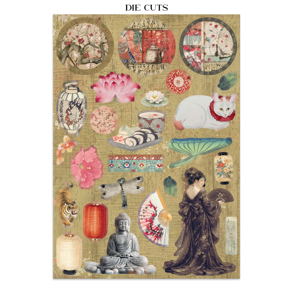 Printed Art Junk Journal: Stickers, Cut-Outs, Backgrounds For Art And Craft - Oriental Garden