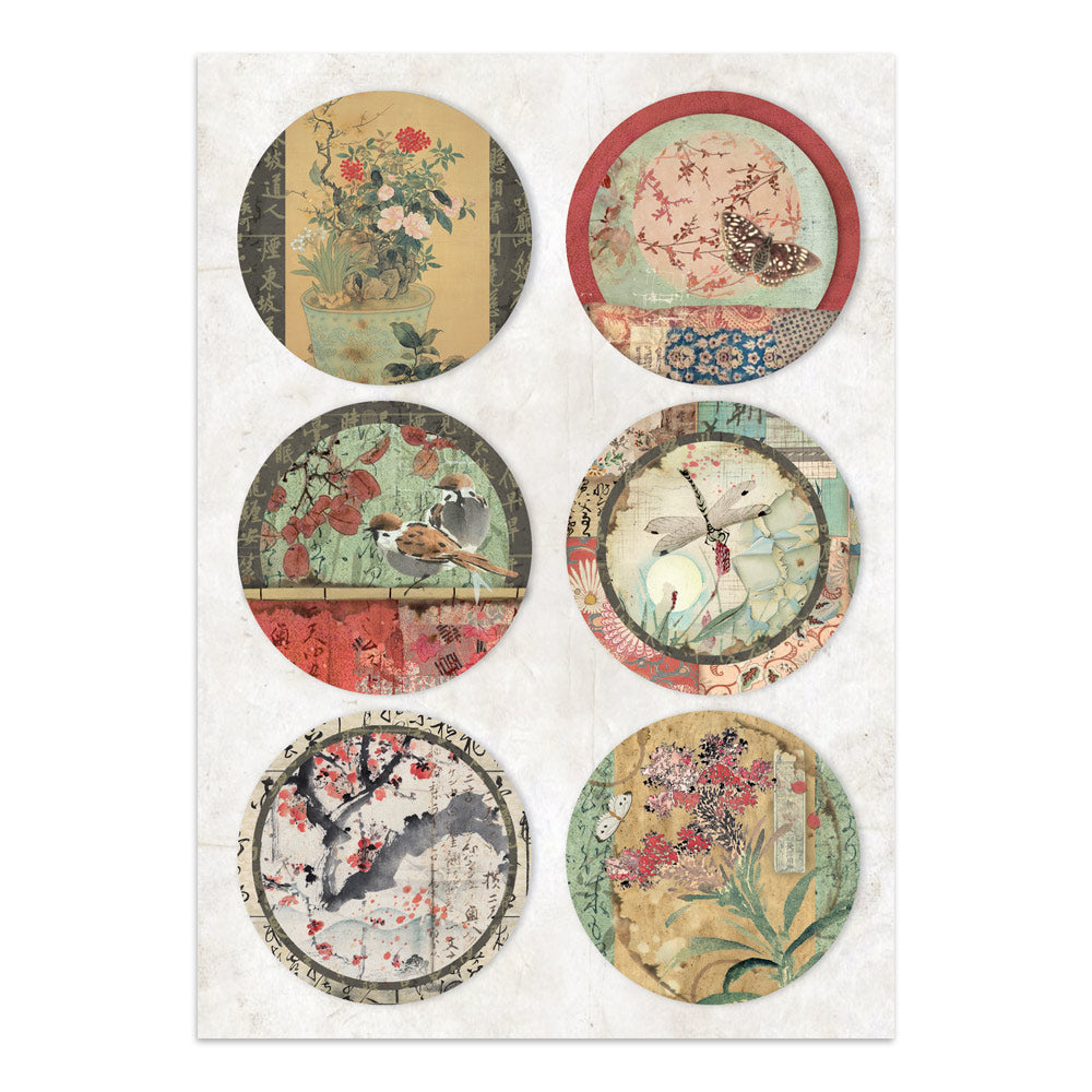 Printed Art Junk Journal: Stickers, Cut-Outs, Backgrounds For Art And Craft - Oriental Garden