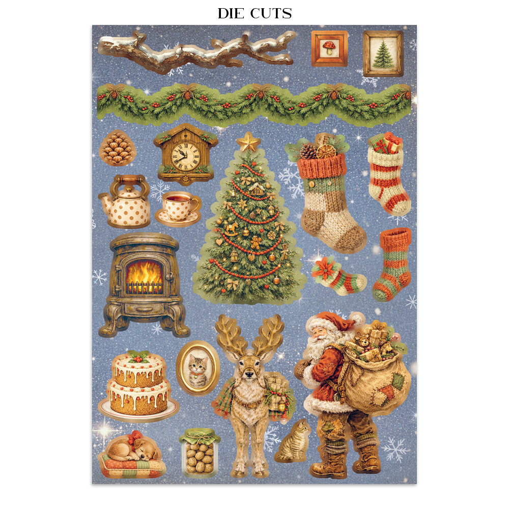 Printed Art Junk Journal: Stickers, Cut-Outs, Backgrounds For Art And Craft - Silent Night