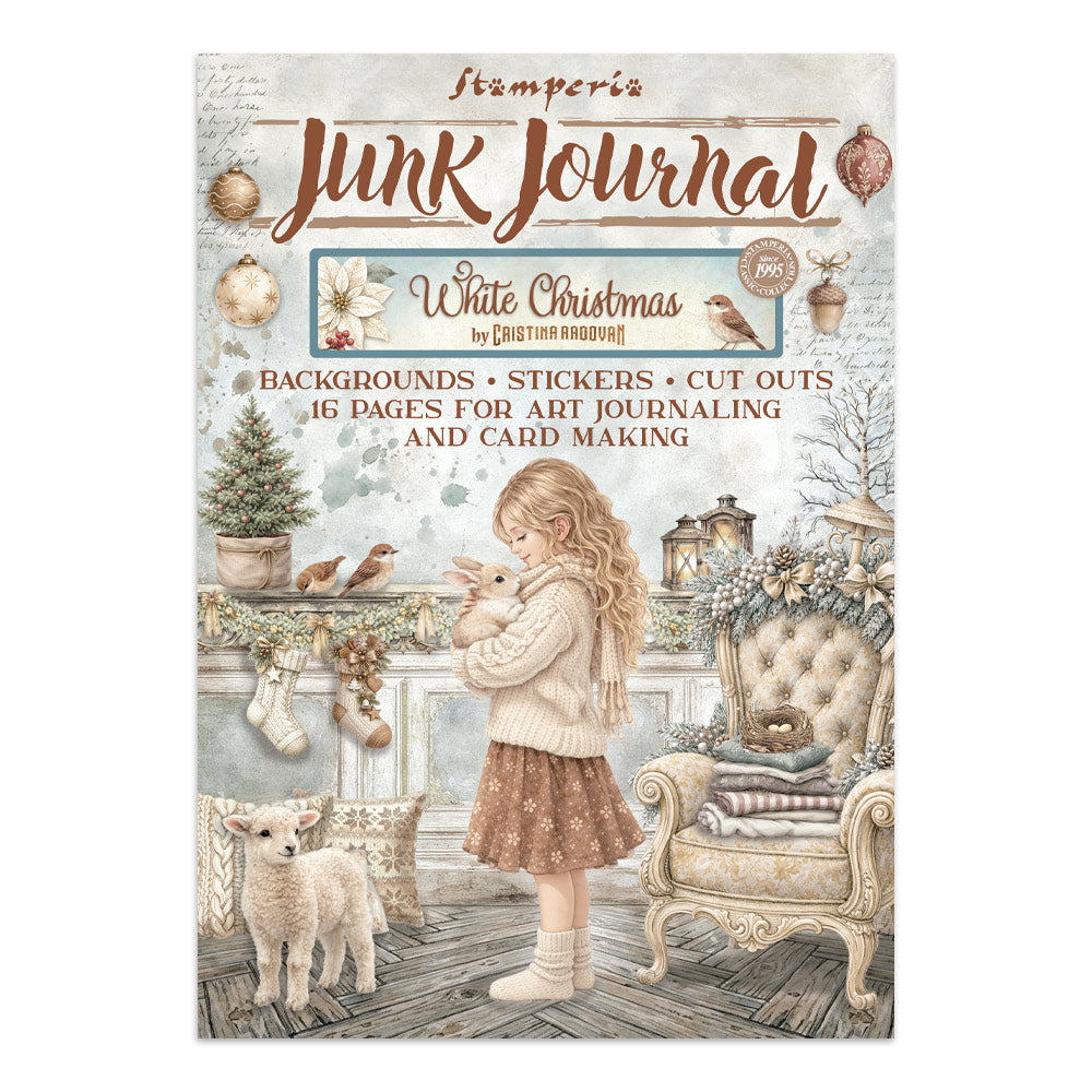 Printed Art Junk Journal: Stickers, Cut-Outs, Backgrounds For Art And Craft - White Christmas