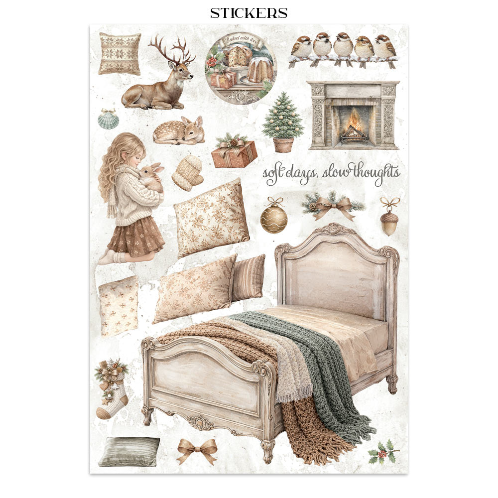 Printed Art Junk Journal: Stickers, Cut-Outs, Backgrounds For Art And Craft - White Christmas
