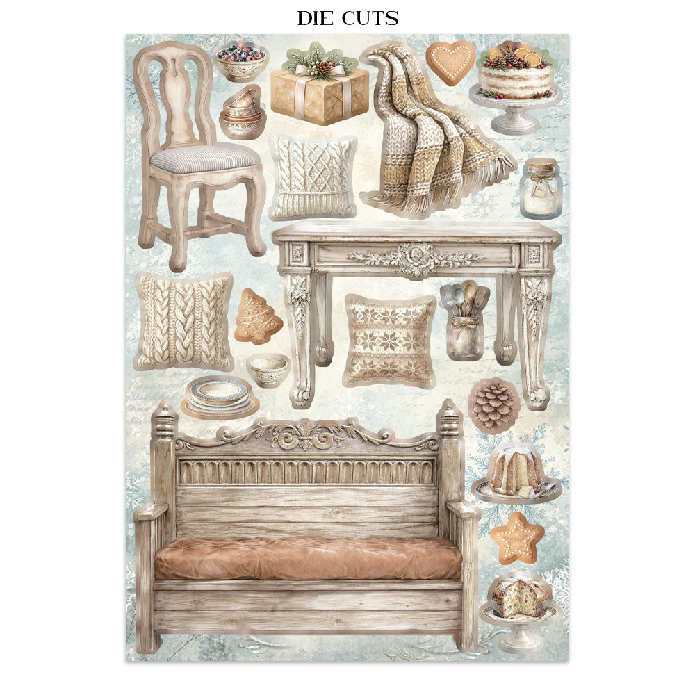 Printed Art Junk Journal: Stickers, Cut-Outs, Backgrounds For Art And Craft - White Christmas