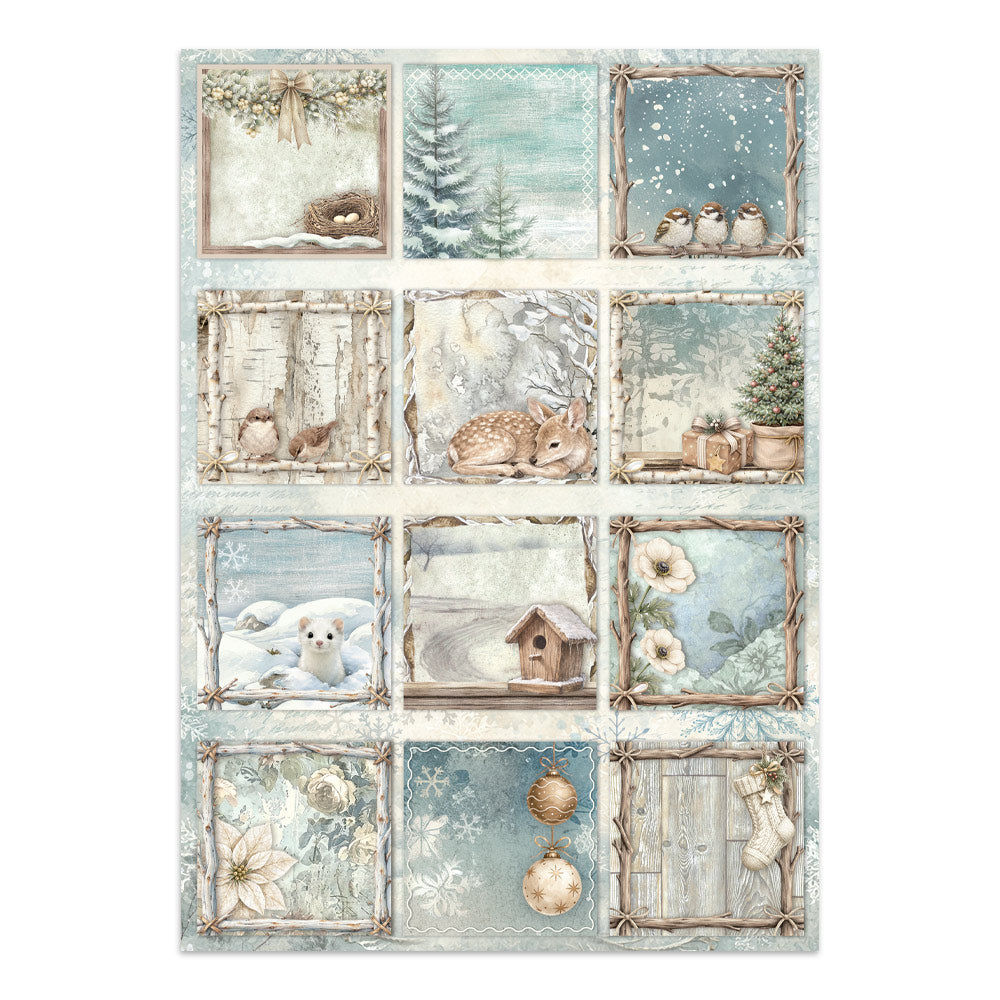 Printed Art Junk Journal: Stickers, Cut-Outs, Backgrounds For Art And Craft - White Christmas